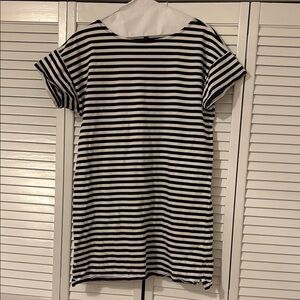 J. Crew Black and White Striped Short Sleeve Dress